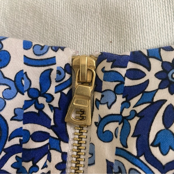 Milly dress 10 fit and flare skater blue white floral paisley pockets Zipper - Picture 14 of 16